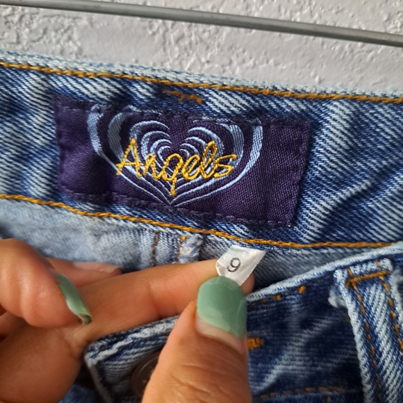 Angels Blue Jean Shorts with Floral Paint Design - Picture 3 of 6